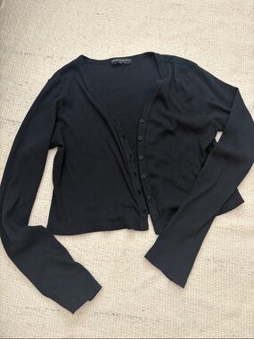 Brandy Melville Black Cotton tee button up